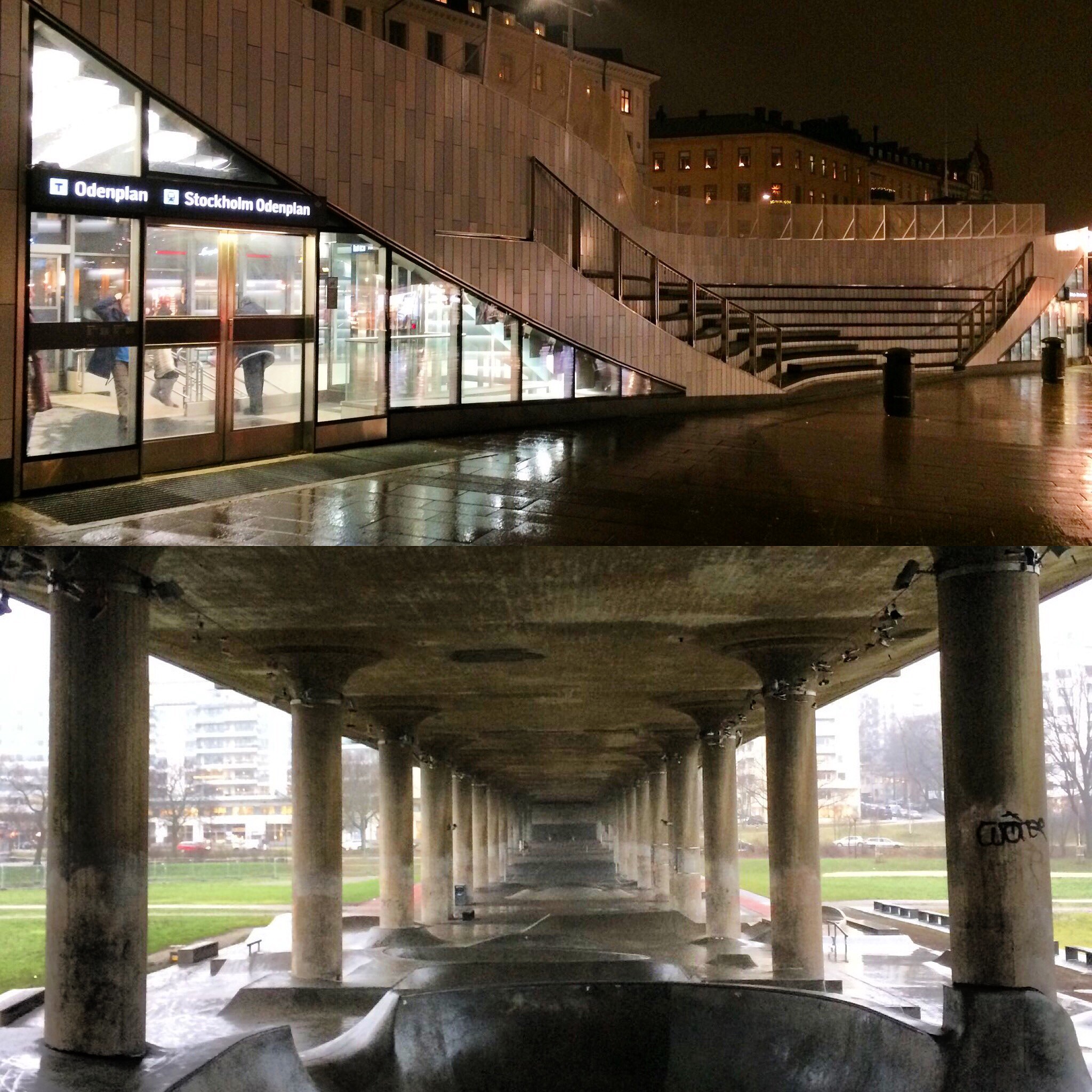 Profiter des infrastructures pour développer des usages sensibles : des gradins sur une gare, un parkour sous un pont routier (Stockholm)